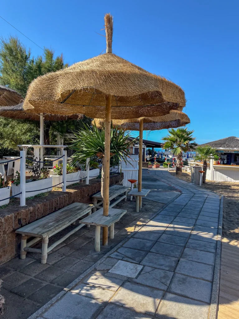 Parasols filament herbe naturelle tiss&eacute;e style ethnique exotique &eacute;tablissements baln&eacute;aires lidos restaurants plages parcs h&ocirc;tels piscines